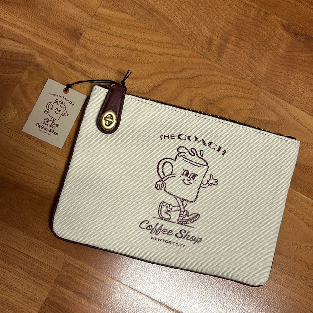 NWT Coach ✨Japan Exclusive ✨ Coach Coffee Shop Clutch - Picture 1 of 12